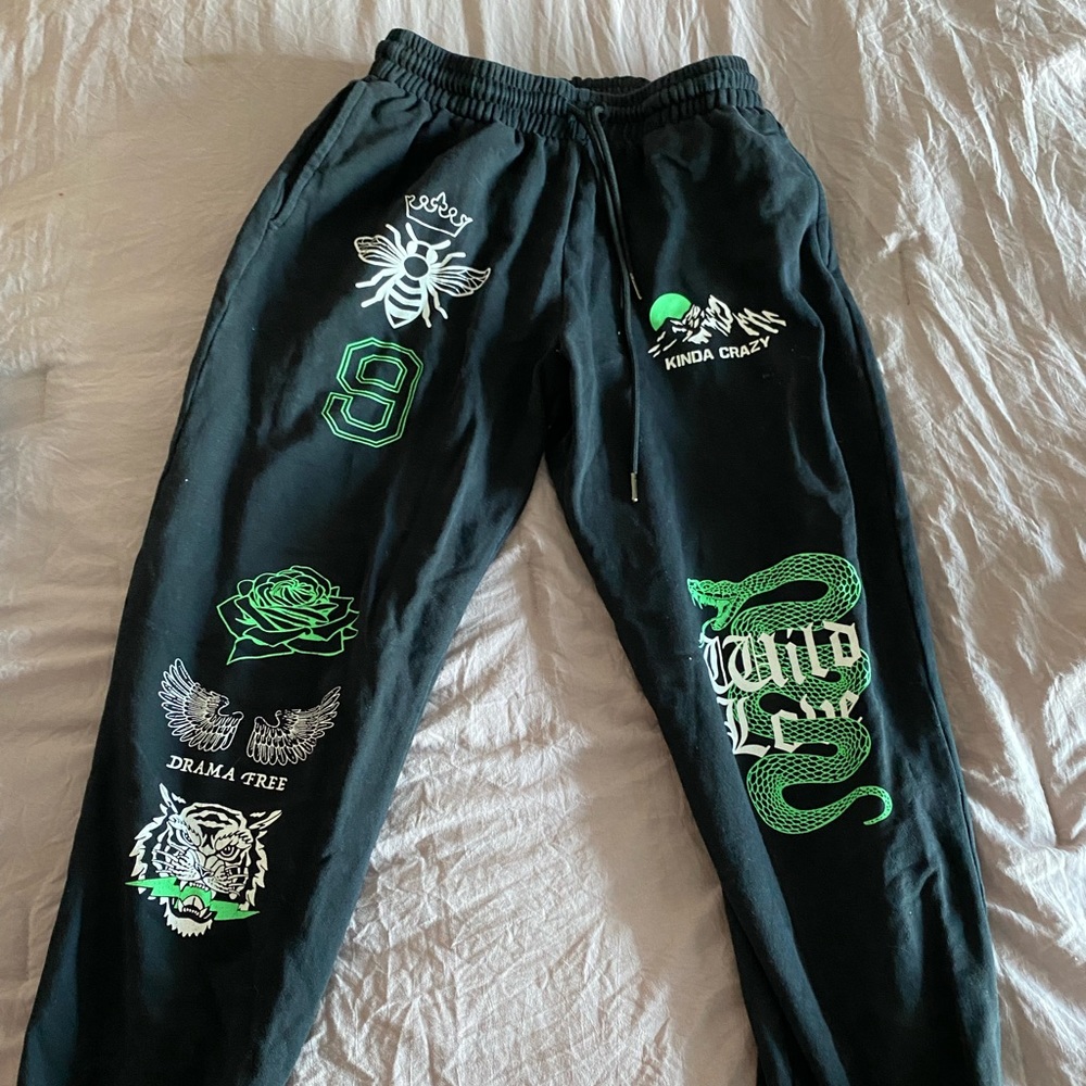 Black Printed Joggers